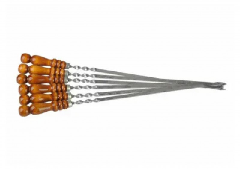 Шампур из нерж. стали 450х12х3 мм. с дер.ручка (заклепка) Узбекистан