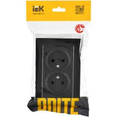 Розетка 2-м СП б/з 10А РС12-2-БрЧ без шторок черная BRITE IEK