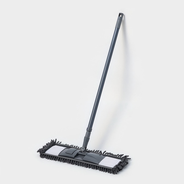 Швабра для мытья пола плоская,насадка микрофибра букли 42х12см,телескопическая ручка 70-120см