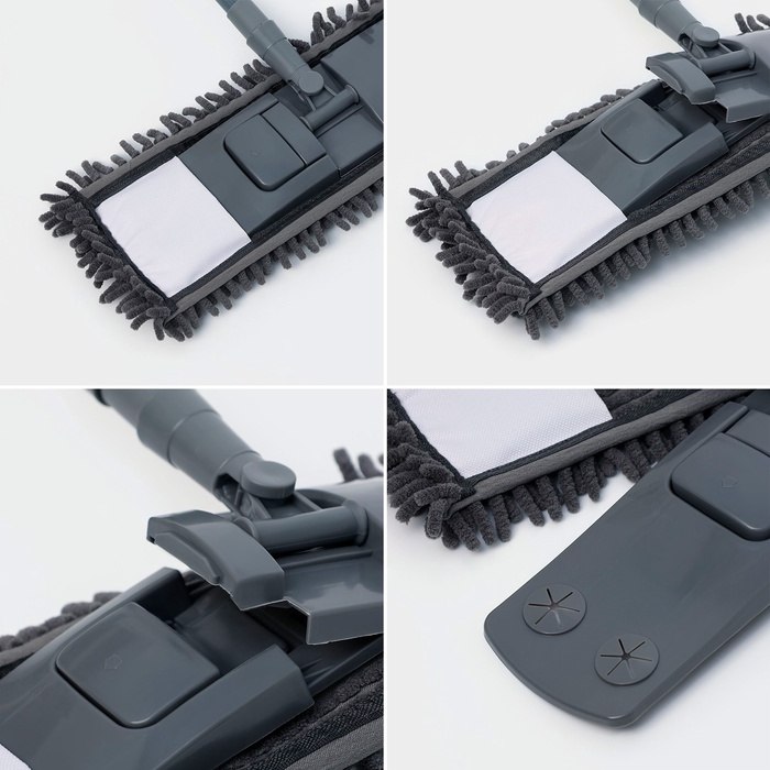 Швабра для мытья пола плоская,насадка микрофибра букли 42х12см,телескопическая ручка 70-120см