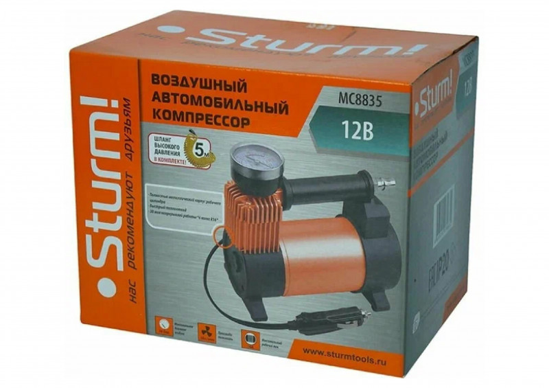 Компрессор автомоб МС8835 35л/мин 10бар ШТУРМ