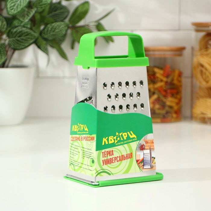 Терка 4 грани, с крышкой-дозатором и платиковой ручкой, 11х9х21см, цвет микс "Универсал"