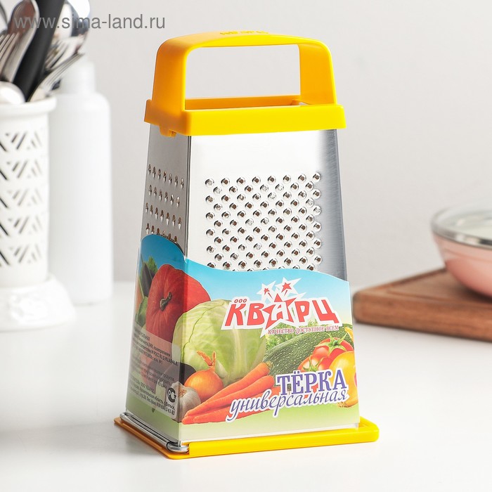 Терка 4 грани, с крышкой-дозатором и платиковой ручкой, 11х9х21см, цвет микс "Универсал"